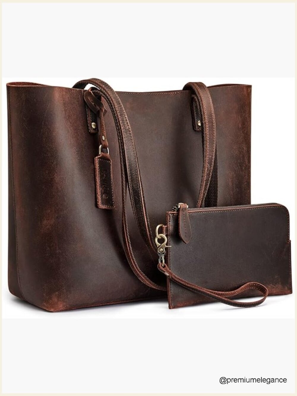 Genuine Leather Tote Bag Set 3-Piece Shoulder Satchel Purse
